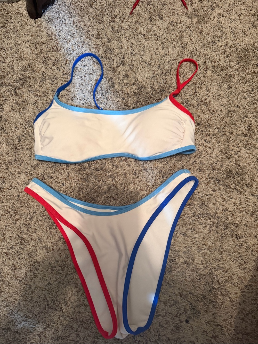 wild fable White Bikini with Blue and Red Trim